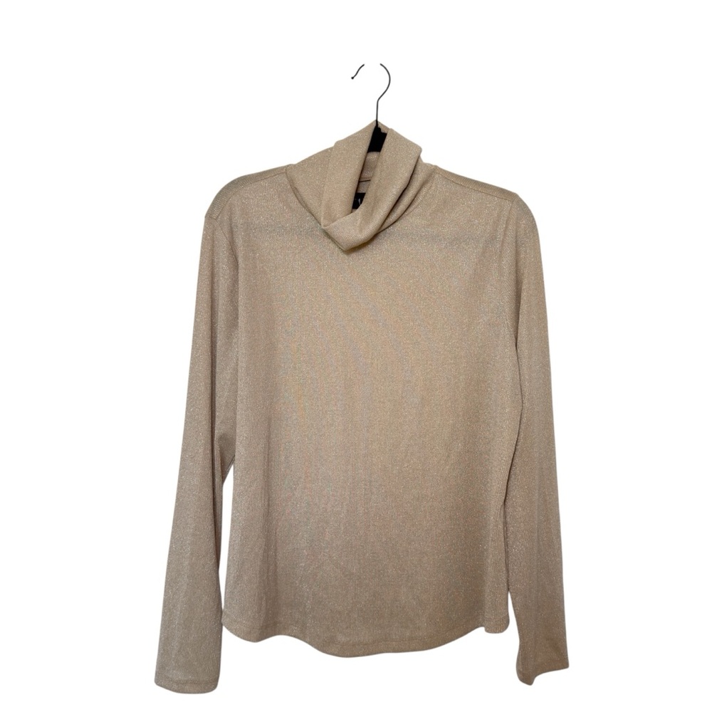 Gap XL Ribbed Metallic Beige‎ Shimmer Turtleneck Quiet Luxury 90s Minimalist